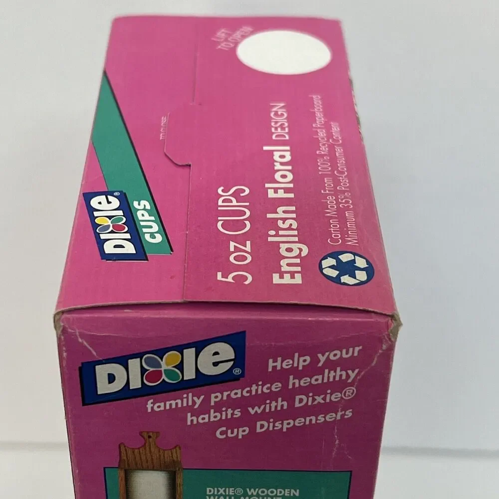 NEW Never Opened Dixie 5 oz Bathroom 100 Cups English Floral Design Vintage 1994